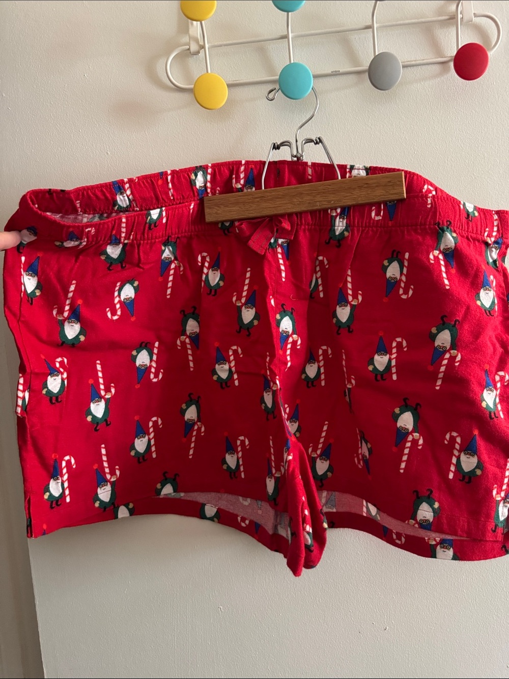 Old Navy Red Holiday Gnome Candy Cane Pajama Shorts